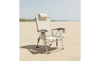 Folding Lounge Chair Low Slung Camping Chair with Headrest Padded for , Beach