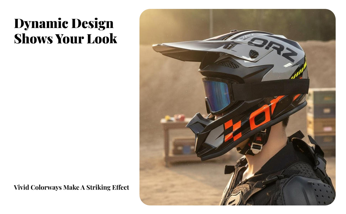 Motocross Helmet Aerodynamic Design Full Face Motocross Helmet Sturdy Shell for Mountain Bikers, Adults, Rough Terrain, Rally Trail Riding