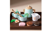 Wooden Tea Set Child Centered Toy Tea Set with Tray Educational for Kids, Playroom