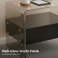 Modern Minimalist design Clear C-Shaped Table Transparent Design Nightstand Space-Saving Home Furniture Easy to Clean for Apartment Dwellers, Homeowners, Bedroom, Small Spaces, Living Room, Entrypassage