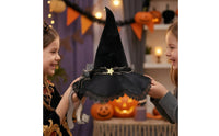 Wide Brim Velvet Witch Hat with Lace Gothic Halloween Witch Hat Floppy Soft for Women, Witches, Cosplayers, Costume Parties, Cosplay, Photo Shoots