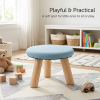 Pouffe Stool Change Shoe Footrest, Wooden Legs Living Room Bedroom, Living Room Bedroom Washable Cover, Footstool Solid Wood