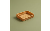 3 Pieces Rustic Design Bamboo Look Tray Multi-Purpose Rattan Basket Tray Lightweight Rattan Serving Basket Easy to Clean for Display, Photography, Miniature Scene