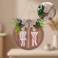 Bathroom Sign Rustic Wall Hanging Decoration Round for Guest Bath, Homeowners