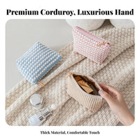 Soft Material Corduroy Makeup Bag Comfortable Handle Large Capacity Cosmetic Organizer Multifunctional for Women, Vacation, Daily Use
