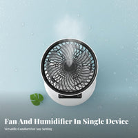 Humidifying Mist Mini Spray Cooling Fan High-Frequency Atomization Portable Misting Fan 3-Speed Control for Office, Bedroom, Dorm Room
