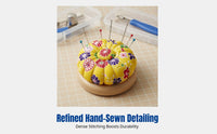 Sewing Pad, Pumpkin Shape, Firm Wood Base, Multi-Use Needle Holder, Wrist Pin Cushion