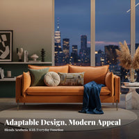 Nordic aesthetic Curved 3-Person Settee Modern visual Living Room Couch Minimalist Design Sofa Soft Upholstery for Homeowners, Apartment Dwellers, Young Adults, Lounge Area, perusing alcove, Bedroom, Office