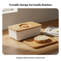 Bread Keeper with Cutting Board Lid Multi-Functional Cutting Board Lid Bread Box Food Grade Material Pastry Carrying Case for Home Cooks, Travel