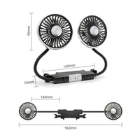 Flexible Two-headedHead Car Fan Long Cable Seat-Back Fan ABS Plastic