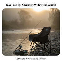 Foldable Design Collapsible Moon Chair Lightweight Padded Moon Chair No Assembly Required Portable Seating Includes Carry Bag for Outdoor Enthusiasts, Anglers, Picnickers, Fishing, Picnics, Backyard, Sporting Events