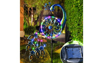 Waterproof Solar Peacock Wind Twirler Weather Resistant Peacock Garden Stake Lamp Decorative LED Solar Yard Twirler Light Easy to Install for Lawn