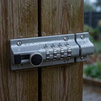 Metal Combination Latch Lock Silver Finish 4 Digit Latch Lock Rectangular Faceplate Keyless Slide Bolt Turn Knob