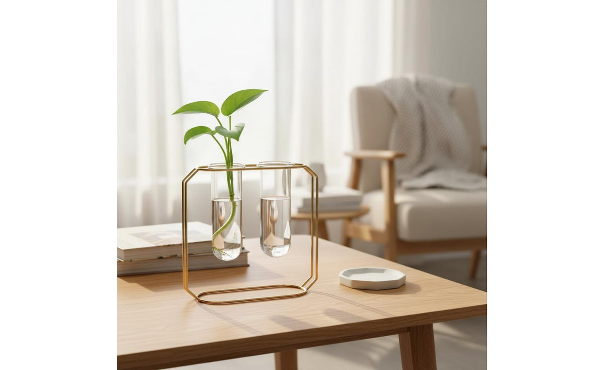 Transparent Glass Test Tube Vase Minimalist Test Tube Flower Holder Nordic Design for Desktop, Office, Bookshelf