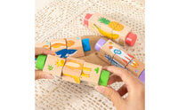 5 Pieces Early Learning Wooden Rotating Puzzle Smooth Cylindrical Block Puzzle Multicolor Picture Block Toy Hand-Held for Children, Kids
