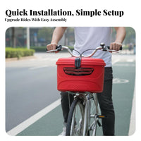 Large Capacity Waterproof Cycle Basket with Lid Sturdy Lockable Front Bike Basket Thickened Material for Commuters, Pet Owners, Commuting