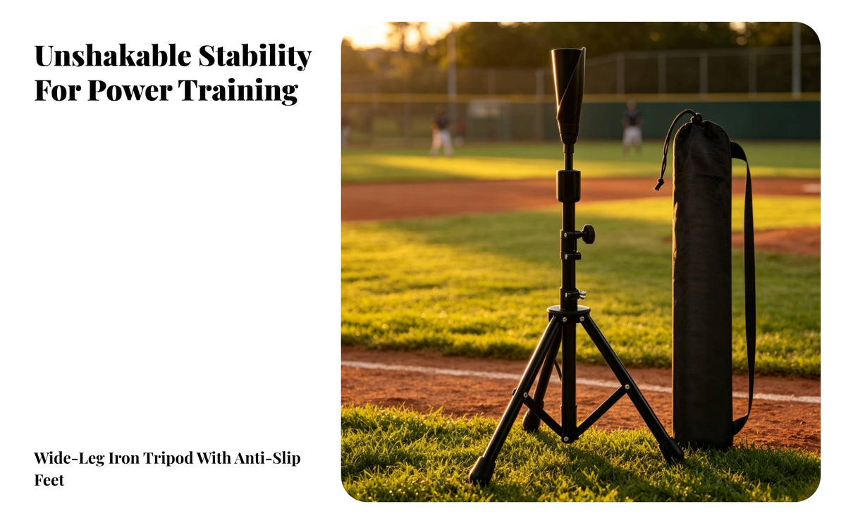 Portable Tripod Batting Tee | Flexible elastomer top, Batting Tee with Carrying Bag, for Field