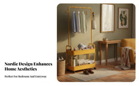 Rolling Coat stand featuring Shelves Freestanding for Closet, and aesthetic aficionados