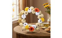 Autumn Wreath Farmhouse-Themed Thanksgiving Wreath Artificial Decorations for Entryway, Mantel