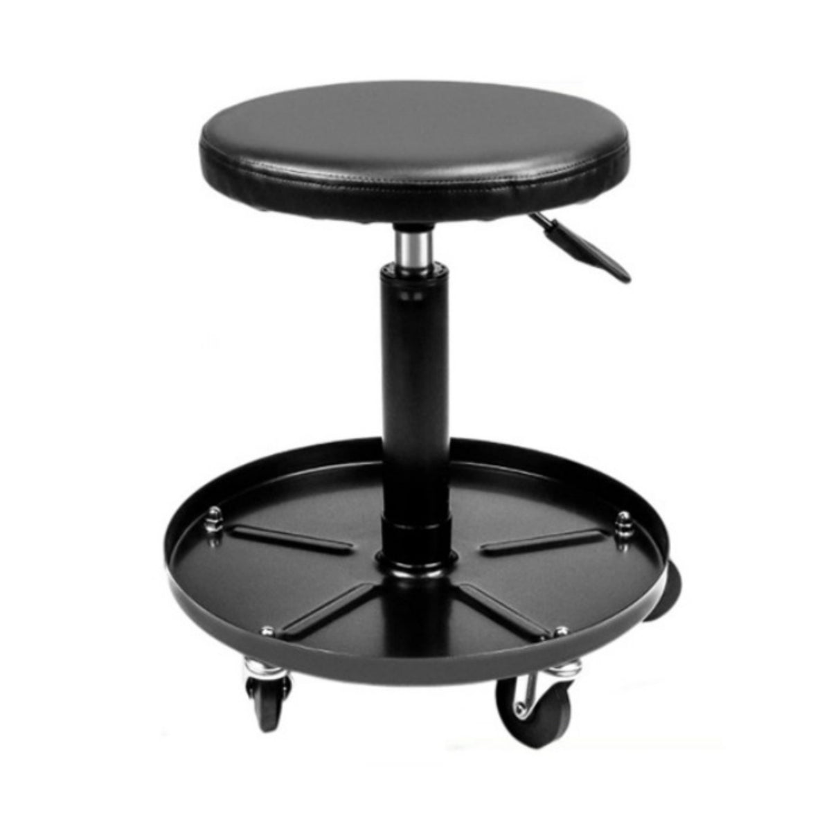 Padded Mechanic Stool with Tool Tray Mobile Rolling Mechanic Stool Large Garage Seat with Tool Tray Long-Lasting for Mechanics