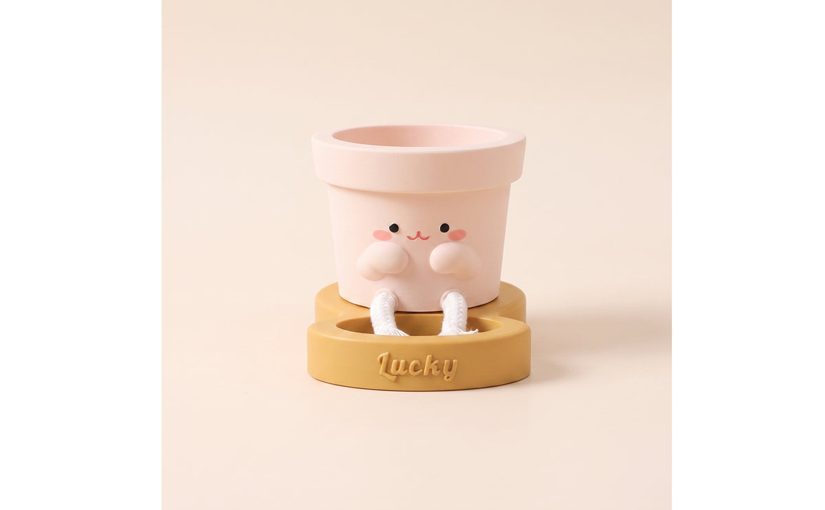 Planter Cute Planter with Stand Cartoon Bottom-Watering Plant Pot for Desk, Office, Windowsill
