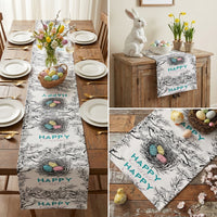 Easter Table Runner Decorative Bunny Egg Print Table Runner Heat Insulating Home Decoration for Party Hosts, Homeowners, Kitchen