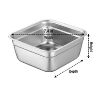 Square Colander and Sieve Set, Stainless Metal Rectangle Basin with Strainer, Flat Bottom Japanese Style Kitchenware for Washing Vegetables and Fruit