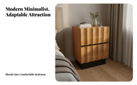 Minimalist Design Wavy Front 2-Drawer Cabinet Curved Edges Fluted Drawer Nightstand Easy Assembly Bedside Table for Homeowners, Interior Designers, Students, Living Room, Apartment, Entryway, Hallway