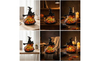 Tabletop Witch Statue with Lantern Seasonal Witch Figurine Gothic Halloween Lantern Sculpted for Collectors