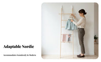 Nordic Aesthetic Wall-Leaning Clothes Ladder Minimalist Design Clothing Rack Space-Saving Garment Stand Lightweight for Storage Owners, Retailers, Homeowners