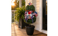 Red White Blue Patriotic Topiary Festive Stake-Mounted Garden Topiary Decorative Accents Patriotic Yard Decoration Low Maintenance for Porch