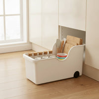 Kitchen Storage Bin with Wheel Matte Cabinet Organizer with Wheel Space-Saving Rolling Storage Bin for Under-Sink