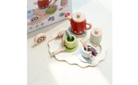 Burr-Splinter-Free Afternoon Tea Playset Water-Based Paint Wooden Tea Set Children's Toy for Preschoolers, Toddlers, Playroom, Home