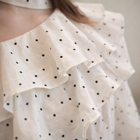 Off Shoulder Tops for Women Long Sleeve Polka Dot Blouse, Ruffle Design for Date Night, Ladies Fashion Going Out Pullover Shirt