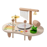 Wooden Percussion Table Pastel Accents Kids Musical Instrument Set Fine Motor Skills Children's Musical Toy Set