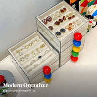 Large Capacity Jewelry Drawer Tray Organizer Flocked Lining Multi-Layer Jewelry Case Removable Trays for Women, Dresser, Bedroom, Dorm Room