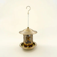 Outdoor Bird Feeder with Tray Metal Hanging Bird Feeder Decorative Bronze for Nature Lovers, Garden, Yard, Patio