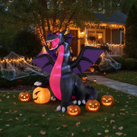 Inflatable Dragon with Pumpkin Giant Halloween Inflatable Dragon for Lawn
