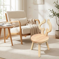 Natural Wood Stool with Backrest Wooden Children's Chair Easy to Clean Kids Stool Safe for Playroom