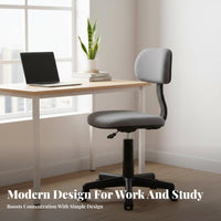 Space-Saving Design Armless Low-Back Task Chair Adjustable Height Desk Seat Ergonomic Office Furniture 360-Degree Swivel for Students, Adults, Teenagers, Small Areas, Study Room, Bedroom