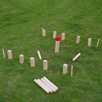 Wooden Kubb Game Set with King and Soldiers for Lawn Outdoor Team Building