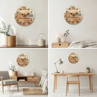 Analog Wall Clock with LCD Display Silent for Bedroom
