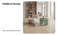 Space-Saving C-Shaped Magazine Table Minimalist design Nightstand Multi-Functional Household Furniture Integrated Storage for Apartment Dwellers, Homeowners, Remote Workers, Living Room, Bedroom, Small Spaces, Home Office