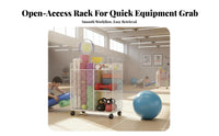 With Wheels Mind-Body Practice Mat Storage Rack Space Saving Home Gym Storage Cart Large Capacity Rolling Sports Equipment Holder Heavy Duty