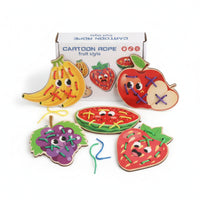 Early Learning Cartoon Lacing Toy Fine Motor Skills Wooden Lacing Toy Educational for Children