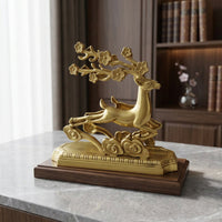 Decorative Brass Tissue Holder Gold-Toned Deer Tissue Holder Freestanding Decor Sculpted for Living Room, Entryway, Desk