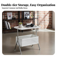Modern Minimalist design C-Shaped End Table Space-Saving Design Nightstand Multi-Functional Household Furniture 2-Tier Storage for Apartment Dwellers, Remote Workers, Living Room, Next to Couch, Small Spaces, Home Office