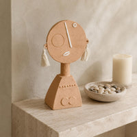 Abstract Human Figurine Tassel Ear Resin Figurine Round Face Modern Art Decor Statue