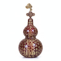 Brass Gourd Ornament Dark Red Indoor Display Gourd Ornament