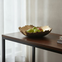 Shallow Fruit Tray Hammered Tray with Scalloped Rim Irregular Bowl with Scalloped Edge Rustic for Tabletop